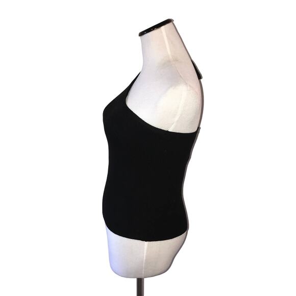 ba&sh Black Noir Asymmetric One Shoulder Tie Tank - Picture 8 of 12
